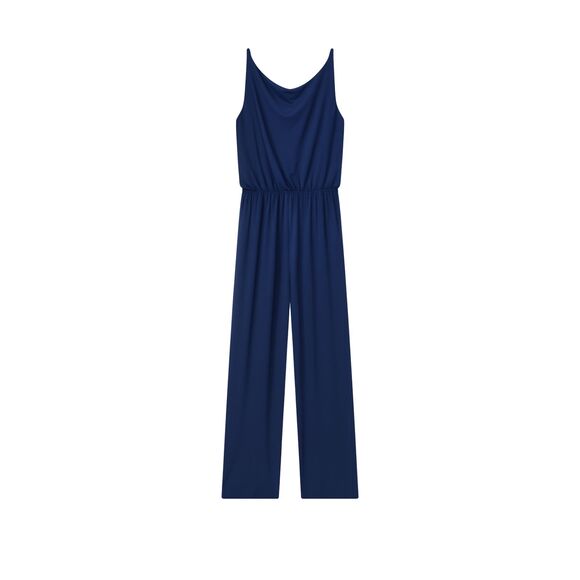 Emma & Michele Jumpsuit Blue Metal Gold Detail Wide Leg Sleeveless - Picture 2 of 5